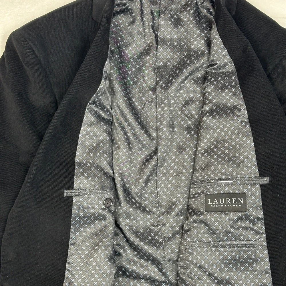 Lauren Ralph Lauren Men Black Corduroy Sport‎ Coat Blazer Elbow Patches Size XL